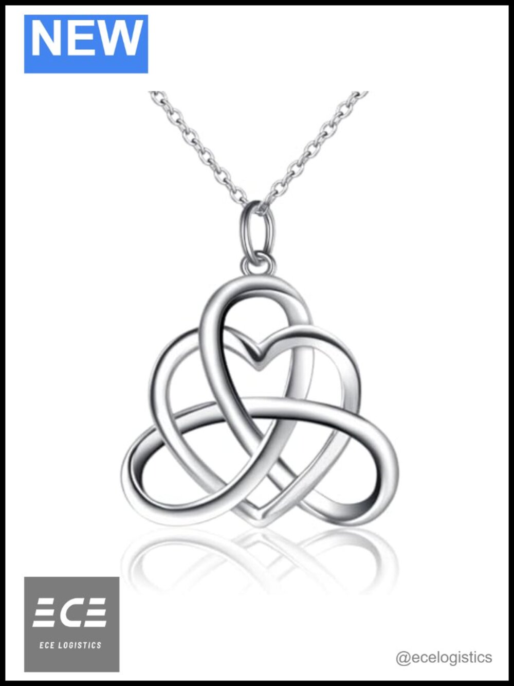 925 Sterling Silver Celtic Knot Heart Pendant Necklace 18"